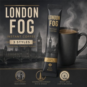 Sacchetti in plastica personalizzati, affidabili e portatili, con intaglio per apertura, da 2g, neri, in ottone, con motivo London Skyline, per caffè istantaneo, per marchi urbani OEM - Product Image 2