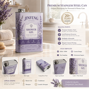 Envase Rectangular de Acero Inoxidable Premium para Gel de Ducha con Diseño Floral de Lavanda, Tapa de Rosca, Recargable y Reutilizable - Product Image 2