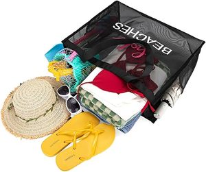 ถุงผ้าไนลอนตาข่ายชายหาดสำหรับซื้อของชำและชายหาดออกแบบโลโก้ได้ตามต้องการ - Product Image 5