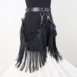 Nouveau Sexy Harajuku cuir Punk Goth <span class=keywords><strong>porte</strong></span>-jarretelles hommes jambe anneau bretelles bretelles glands taille corps harnais jarretière - Product Image 2
