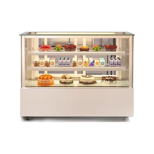 <span class=keywords><strong>Vitrina</strong></span> Refrigerada <span class=keywords><strong>Vertical</strong></span> para <span class=keywords><strong>Postres</strong></span>, Exhibidor de Bebidas con Vidrio Cuadrado e Iluminación LED para Tiendas de Té - Product Image 6