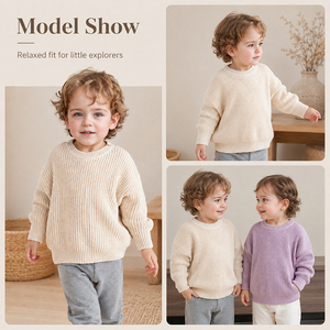 Maglione per Bambini in <span class=keywords><strong>Cotone</strong></span> 100% <span class=keywords><strong>Organico</strong></span>, Pullover Semplice per Neonati e Bambini con Consegna Rapida - Product Image 3