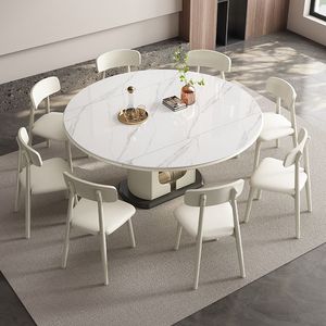Set di Tavolo da Pranzo Allungabile in Marmo e Legno con Sedie, Design Moderno e Lussuoso per 4-6 Persone, Arredamento Bianco per Sala da Pranzo e Cucina - Product Image 5