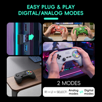 Data Frog PC07 - Mando de Juego Inalámbrico Retro con Receptor Dual, Controlador Clásico para PC DInput, Android, Emuladores de Arcade