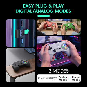 Data Frog PC07 - Mando de Juego Inalámbrico Retro con Receptor Dual, Controlador Clásico para PC DInput, <span class=keywords><strong>Android</strong></span>, Emuladores de <span class=keywords><strong>Arcade</strong></span> - Product Image 4