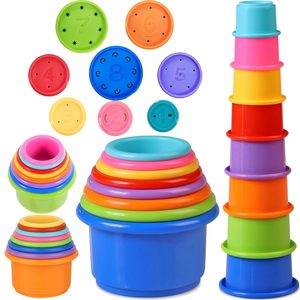 2025 Nueva gran oferta de juguetes de baño para bebés, juguetes apilables de silicona, juguetes de bloques de construcción, juegos Montessori, tazas apilables, bebé Reborn - Product Image 1