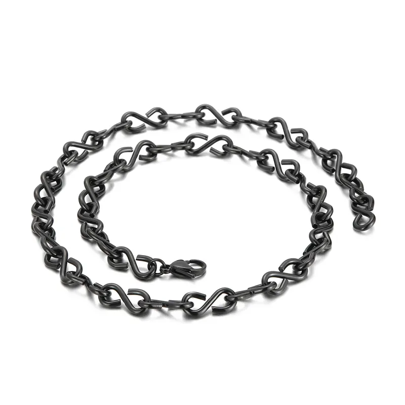 Kalen 50cm Black Trendy Stainless Steel Hook Link Necklace for Men