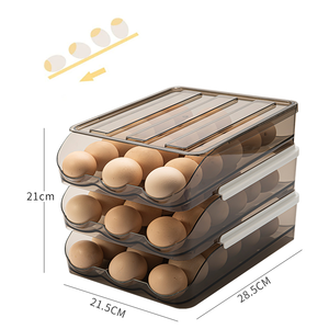 Auto Scrolling Stackable Egg Holder Large Capacity Egg Storage Box Multi-Layer Egg Organizer Container for Refrigerator