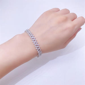 Wholesale Hottest 6mm 8mm 10mm 12mm 15mm 925 Sterling <strong>Silver</strong> VVS Diamond Cuban <strong>Bracelet</strong> Hiphop Iced Out Moissanite <strong>Bracelet</strong> <strong>Men</strong> - Product Image 4