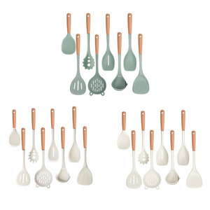Juego de utensilios de cocina de silicona de 7 piezas con mango de madera de haya, espátula antiadherente, cuchara, utensilios para cocinar y hornear - Product Image 4