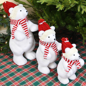 Hatty Ornement d'ours en peluche blanc de style nordique de haute qualité, personnalisable, doux, écologique, pour Noël - Product Image 3