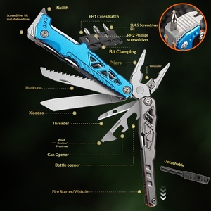 Mini-<span class=keywords><strong>outil</strong></span> multifonctionnel d'extérieur pliable et portable pour le camping, d'urgence, multi-usage, en acier inoxydable avec poignée en aluminium, mesure métrique, OEM - Product Image 2