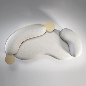 Sofá conversível luxuoso moderno da tela do canto com Seat cor customizável do quadro três da madeira maciça curvado estilo do creme do projeto - Product Image 3