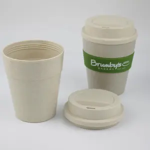 Taza de café de fibra de bambú, paja de trigo, cáscara de arroz, venta al por mayor