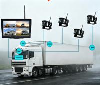 Système de caméra sans fil 2,4 GHz pour engins de construction, moniteur 10 pouces 4 canaux DVR IP68 pour excavatrice, chargeuse, bulldozer et bétonnière