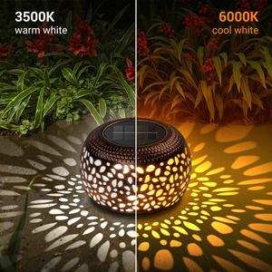 Lámpara Solar de Jardín al por Mayor de Fábrica, Luces LED Solares de Metal Bronce Vintage con Pétalos de Flor para Decoración de Patio y Hogar - Product Image 4