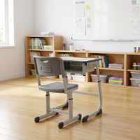 Mesa y Silla de Estudio de Plástico Segura y Moderna para Niños, Escritorio para Computadora Portátil, Juego de Muebles de un Solo Asiento, Apto para Niños y Estudiantes Jóvenes