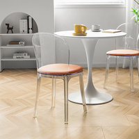 Chaise de salle à manger en acrylique, siège en coton et lin, patins en caoutchouc, mobilier de maison, style nordique moderne, transparente, simple, élégante, durable, confortable