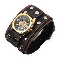 Venta de fábrica estilo Retro primera capa pulsera de cuero genuino correa de reloj personalidad remache atmosférico correa de reloj ancha para hombres