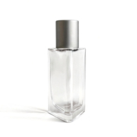 Flacon de parfum en verre pyramidal triangulaire avec vaporisateur et bouchon, flacon diffuseur de roseaux transparent rechargeable