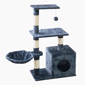 Árbol rascador moderno grande para gatos con rascador de madera, estantes de lana y sisal, casa de escalada interior para gatos, producto Meow Love - Product Image 1