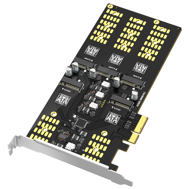 MAIWO PCIe X 4 to 5 X SATA M.2 SSD Expansion Adapter Card With Full Bracket Profile Computer Hardware