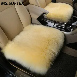 MWFur Natural Sheepskin Cushion for Car Seat Genuine Australian Sheepskin Sofa Cover Living Room Thick Fur