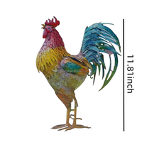 Escultura de pollo al aire libre rústica plana 2D, diseño creativo, adorno de jardín de gallo de hierro, figuritas de Arte de patio, decoración de granja