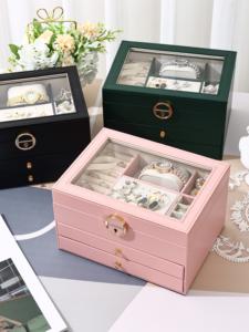 Organisateur de bijoux de luxe à tiroirs multicouches avec fenêtre transparente, présentoir élégant pour la maison, boîte de rangement haut de gamme pour bagues et boucles d'oreilles - Product Image 4