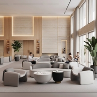 Ensemble de canapés de réception modernes et incurvés pour bureaux, revêtement en cuir, mobilier d'attente pour hall d'hôtel, canapé sectionnel