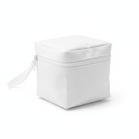 Pochette technique Tyvek Zipper Cube 14.5x14.5x7cm avec dragonne, logo personnalisé sérigraphié, pour chargeur et rangement de bureau, commande en gros