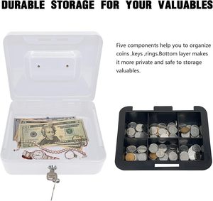 Tirelire en métal 6 "en acier <span class=keywords><strong>Cash</strong></span> Safe Box Petty <span class=keywords><strong>Cash</strong></span> Deposit Tin avec serrure 2 clés pour la sécurité - Product Image 5
