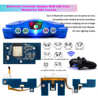 Controlador Inalámbrico Hispeedido IBlueControlMod con Adaptador Interno y Módulo de Color LED RGB para Consola de Juegos N64