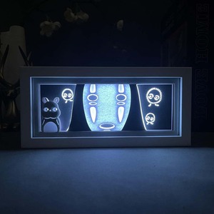 <span class=keywords><strong>Lampe</strong></span> de nuit LED RGB pour décoration intérieure, type boîte à lumière, alimentée par piles, avec affiche de dessin animé et découpe 3D en papier - Product Image 4