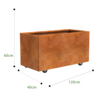 Bac à légumes surélevé en acier Corten, carré ou rectangulaire, avec roues, mobile, robuste, antirouille, écologique, facile à assembler, pour extérieur
