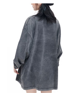 Camiseta de Manga Larga Unisex Vintage con Lavado Ácido, 100% Algodón, 230 g/m², Logotipo Personalizado Y2K Oem CL-ZJCX230, Estilo Holgado para Otoño - Product Image 4