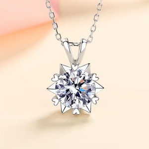 Collana in Argento Sterling 925 con Pendente a <span class=keywords><strong>Fiocco</strong></span> <span class=keywords><strong>di</strong></span> <span class=keywords><strong>Neve</strong></span> in Moissanite da 1 Carato, Taglio Brillante Rotondo, Regalo <span class=keywords><strong>di</strong></span> Lusso per Fidanzamento e Matrimonio - Product Image 5