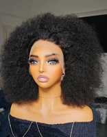 Perruques Afro Bouclées Kinky en Cheveux Humains, Courtes, Style Bob Brésilien, avec Dentelle Frontale HD, Perruque Naturelle en Cheveux Humains pour Femmes