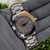 Montre de plongée de luxe à lunette orange, cristal saphir de haute qualité, cadran lumineux, chronographe, montre mécanique pour homme en acier inoxydable