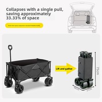 Chariot de camping pliable et synchronisé pour l'extérieur, avec double frein, idéal pour les pique-niques et la vente ambulante, modèle SYNC-R09