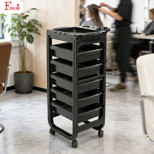 Xe đẩy cắt tóc bằng nhựa đen hiện đại W-x101 5 ngăn kéo có tay cầm dành cho tiệm cắt tóc - Product Image 4