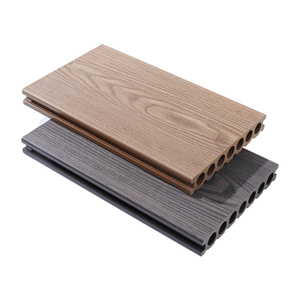Plancher de terrasse WPC à sept trous ronds, texture chêne européen 3D gaufrée, moderne, antidérapant, imperméable, écologique, à emboîtement, pour extérieur - Product Image 4