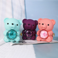 Boîte à Bijoux Ours Roses Préservées de Luxe Cadeau Saint Valentin et Halloween Cute Hug Bear Eternal Rose Flower Necklace Ring Box