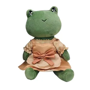 Fabrik benutzer definierte Kawaii gefüllte Frosch weiche Puppe Großhandel Cartoon Tier grüner Frosch Plüsch Spielzeug puppe mit Kleid