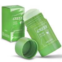 Meidian Lot de 2 Patchs Nasaux Crème à l'Argile au Thé Vert Stick Facial Purifiant en Profondeur Points Noirs Acné Élimination Détoxifiant Tonifiant Masque Facial à la Boue