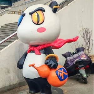 Escultura de Resina y Fibra de Vidrio de Diseño Personalizado, Tema de Animal de Dibujos Animados Creativo, <span class=keywords><strong>Panda</strong></span> Borracho de Bienvenida para Exhibición en Centros Comerciales y Bares - Product Image 3