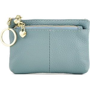 Portefeuille gris minimaliste pour femme avec fermeture éclair et décoration en forme de cœur, style japonais, doublure en polyester - Product Image 3