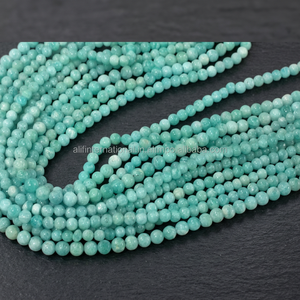 Perles d'Amazonite Verte Naturelle 4mm Facettées Lisses Rondes, Fil de 14 Pouces de Pierres Précieuses en Vrac pour la Fabrication de Bijoux - Product Image 3