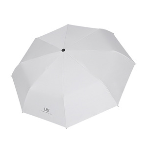 Parapluie noir manuel anti-UV à trois plis, double usage soleil/pluie, pliable, avec logo imprimé, design professionnel, cadeau publicitaire - Product Image 5
