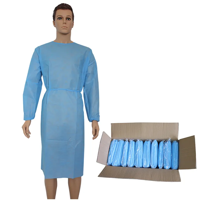 Level 1 2 Wholesale Non-woven Fabric Surgical Gowns Blue SMS PP Waterproof Disposable Isolation ppe Gown